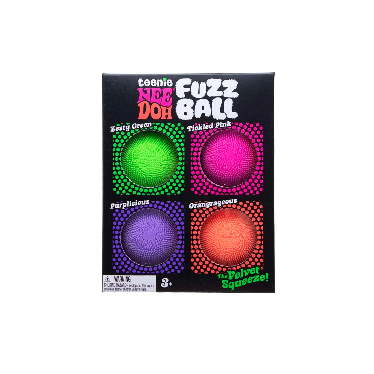 Schylling NeeDoh Teenie Fuzz Ball 4 Pack, 1.5-inch Sensory Squeeze Ball