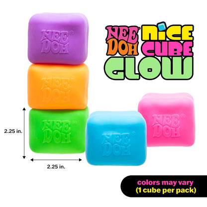 Schylling NeeDoh Nice Cube Glow - Super Solid Glow in The Dark Squish Sensory Toy