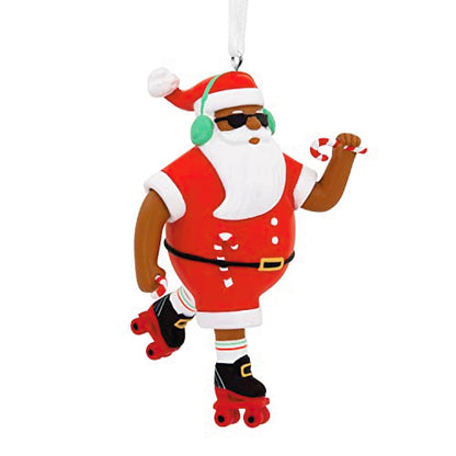 Hallmark Mahogany Roller Skating Santa Claus Christmas Ornament