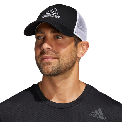 adidas Men's Mesh Back Structured Low Crown Snapback Adjustable Fit Cap, Black/White, One Size