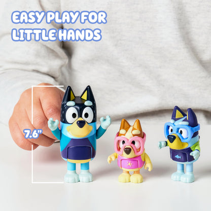 Bluey Toys Beach Exclusive 4-Pack Mini Figurines with Bluey, Chilli, Bingo and Bandit