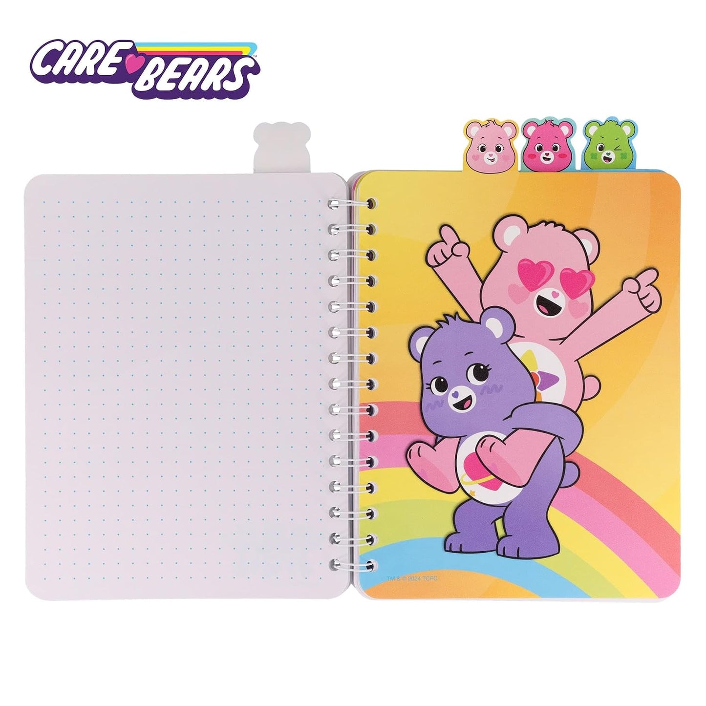 Inkology Care Bears: Unlock The Magic Care-A-Lot Club 4-Tab Spiral Notebook With 160 Dotted Sheets | 6 x 9 Inches