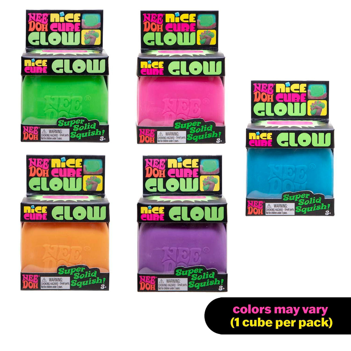 Schylling NeeDoh Nice Cube Glow - Super Solid Glow in The Dark Squish Sensory Toy