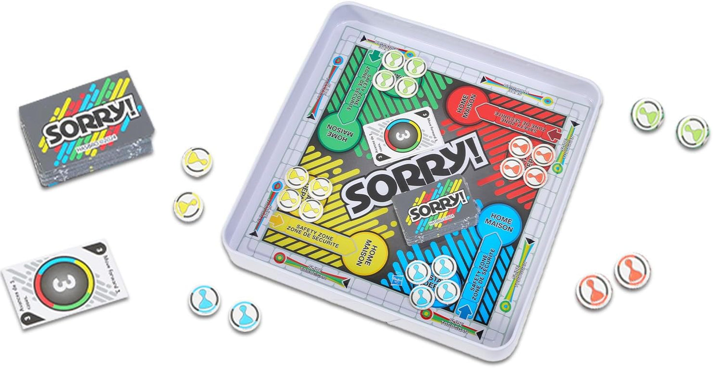 Hasbro Gaming Magnetic 4-Set Travel Tin Bundle Featuring Connect 4, Sorry, Trouble and Guess Who