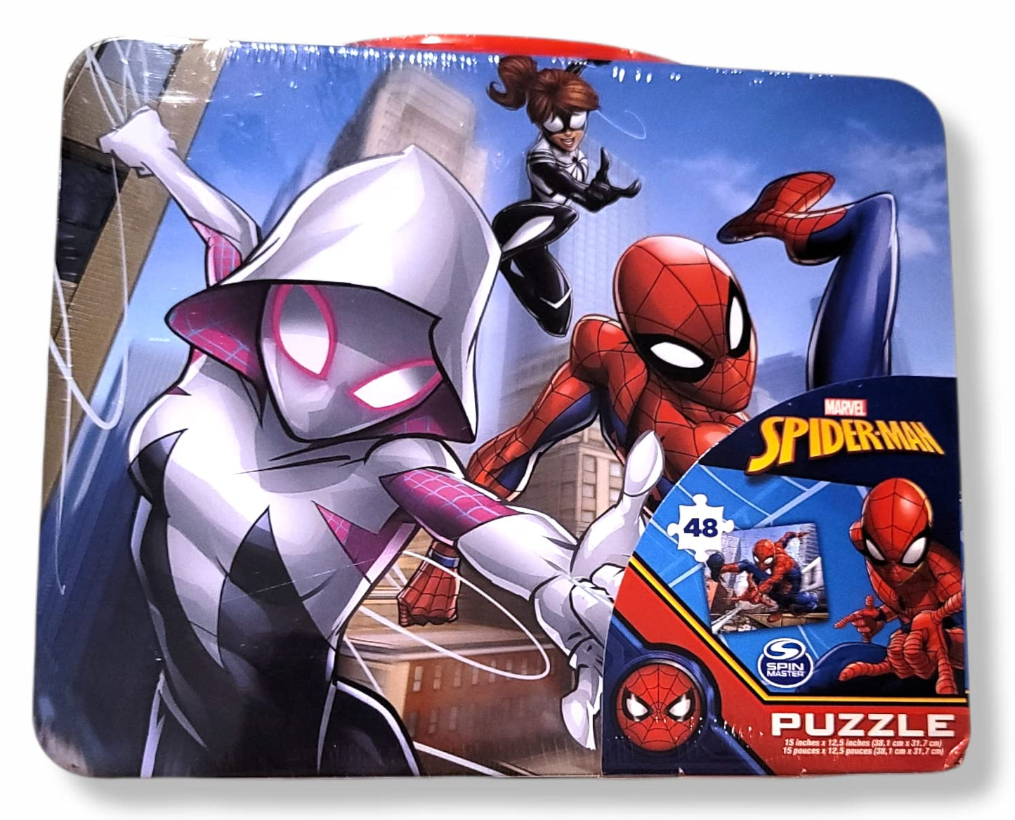 Marvel Spiderman 48-Piece Jigsaw Puzzle in Tin Lunch Box