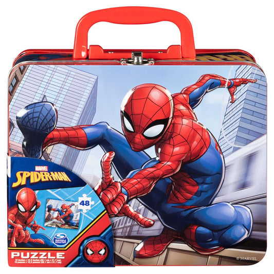 Marvel Spiderman 48-Piece Jigsaw Puzzle in Tin Lunch Box