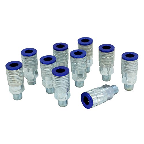 Milton 786TC ColorFit Couplers, T-style Blue, 1/4" NPT Male, Box of 10