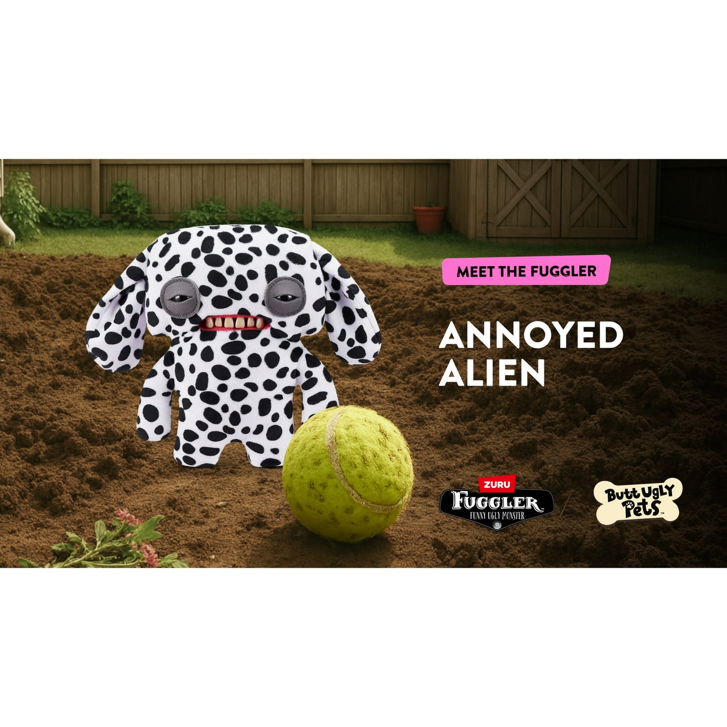 ZURU Fuggler Butt Ugly Pets 9-inch Annoyed Alien Dalmatian Plush Toy