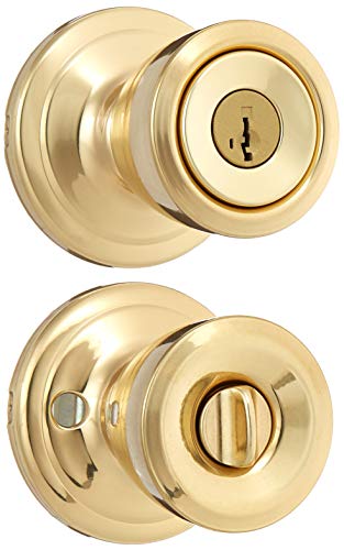 Kwikset 97402-779 Box Pack Abbey SmartKey Entry Knob, Polished Brass