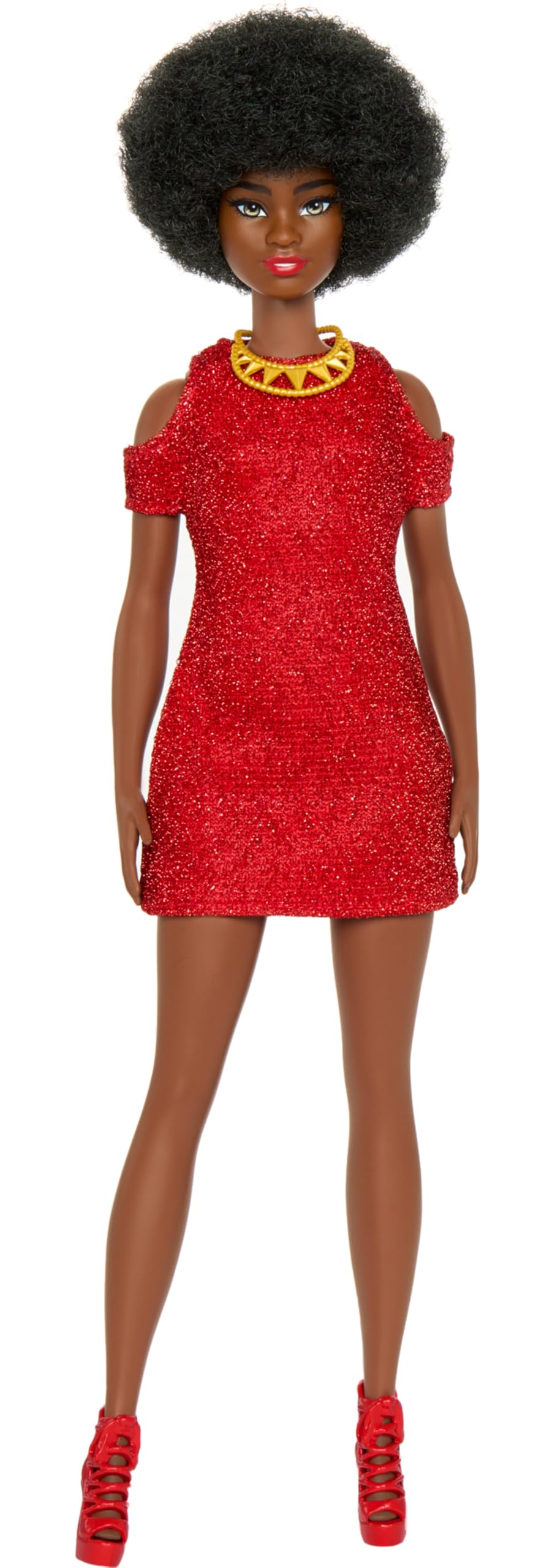Barbie Fashionistas Doll with Natural Black Hair, Red Dress & Accessories - 65th Anniversary Collectible