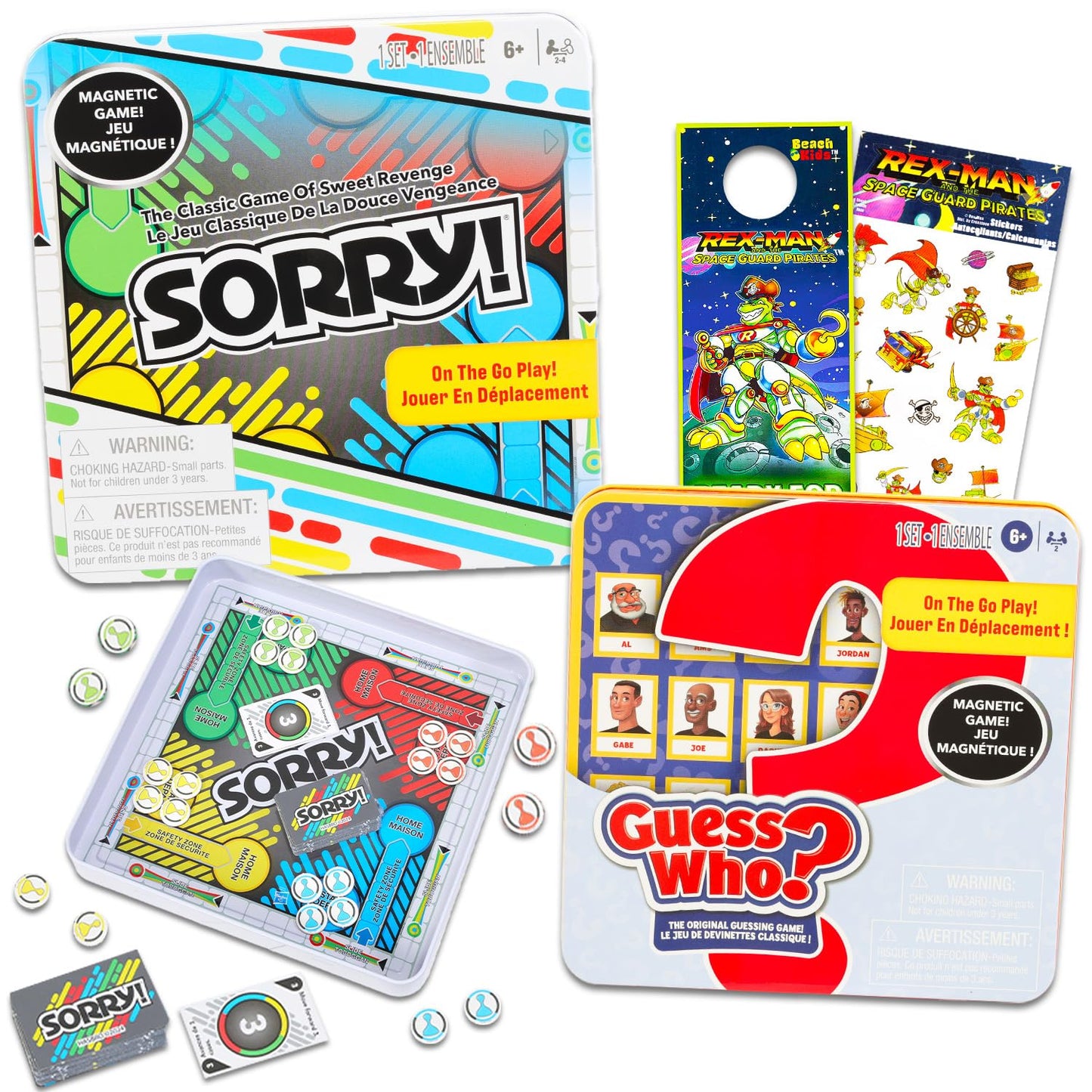 Hasbro Magnetic Travel Game Set - Bundle Featuring Sorry! and Guess Who?