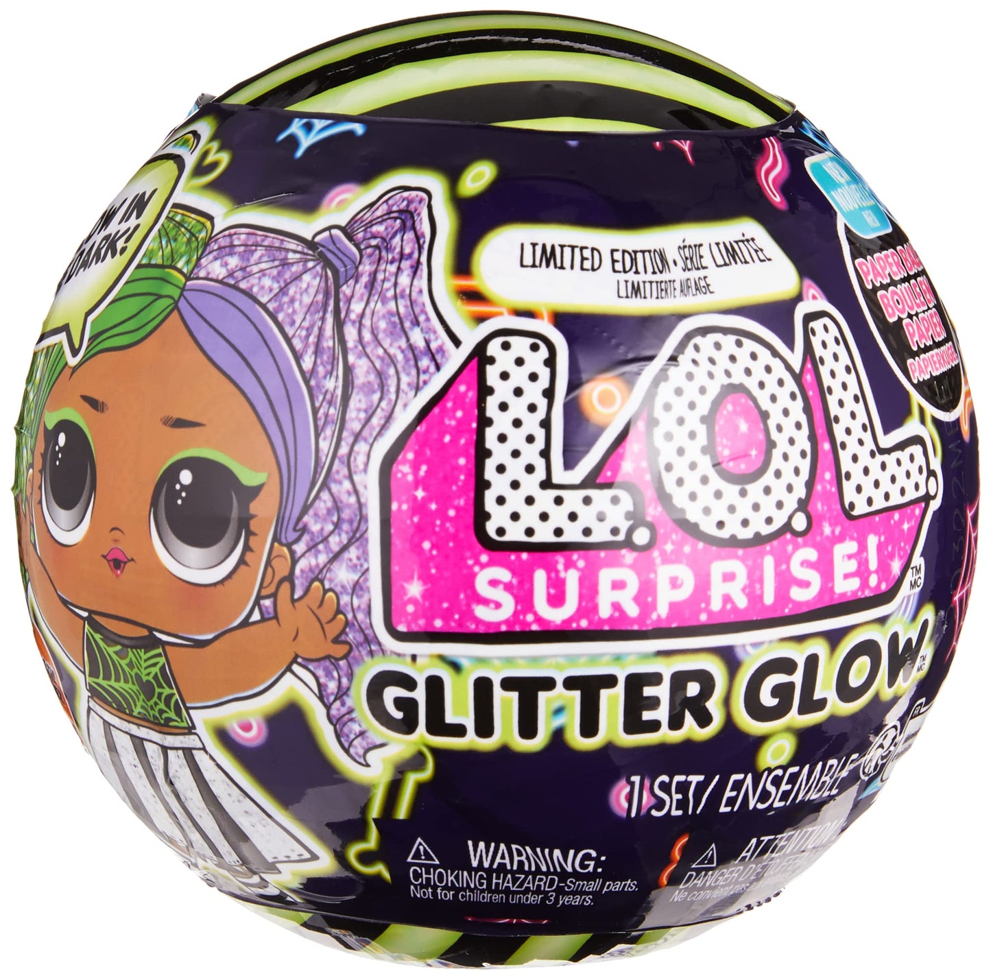 L.O.L. Surprise! Limited Edition Glitter Glow Doll Cheer Boo with 7 Surprises