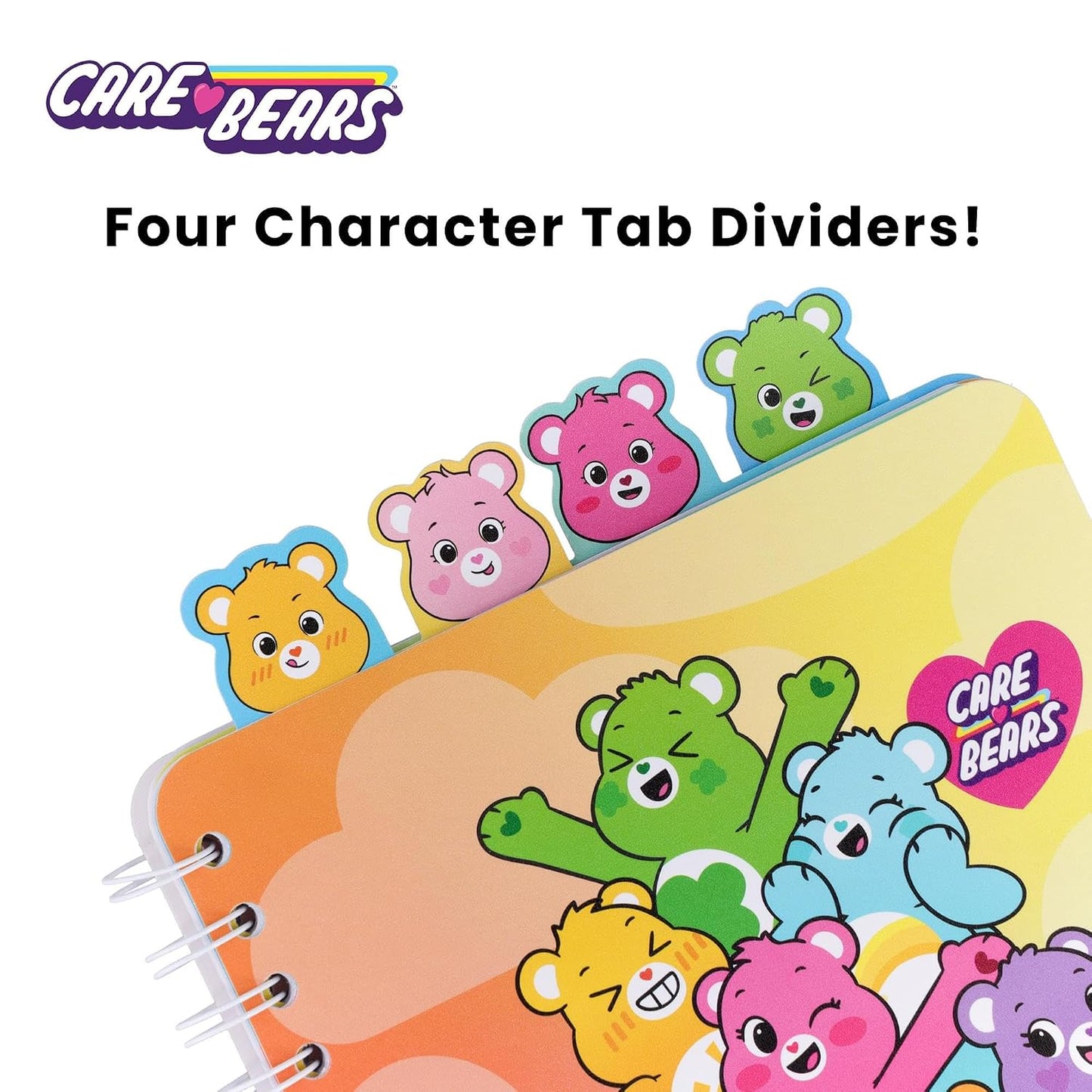 Inkology Care Bears: Unlock The Magic Care-A-Lot Club 4-Tab Spiral Notebook With 160 Dotted Sheets | 6 x 9 Inches