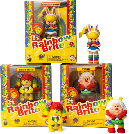 Rainbow Brite 3-Pack Spring Season 2.5-inch Rainbow Brite, Twink & Puppy Brite Cheebee Collectible Figure Set