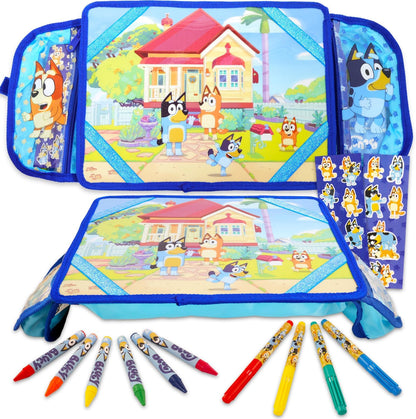 Bluey Lap Desk Travel Art Set - Bundle with Bluey Art Desk with Coloring Utensils, Stickers, and More