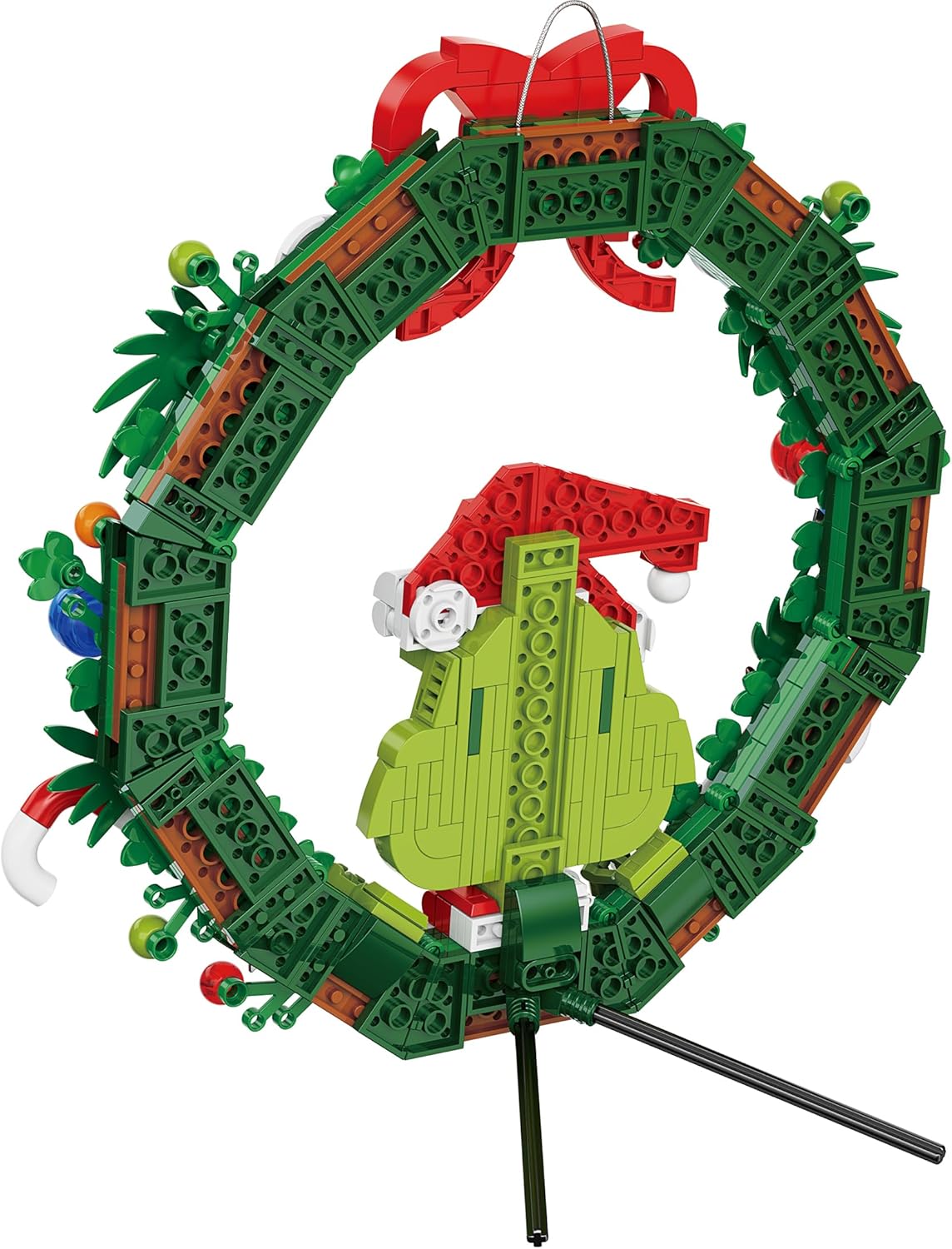 Brickcraft Grinch Wreath Brick Building Blocks Kit, 523 pieces Christmas Holiday Décor and Fun Hanging Display