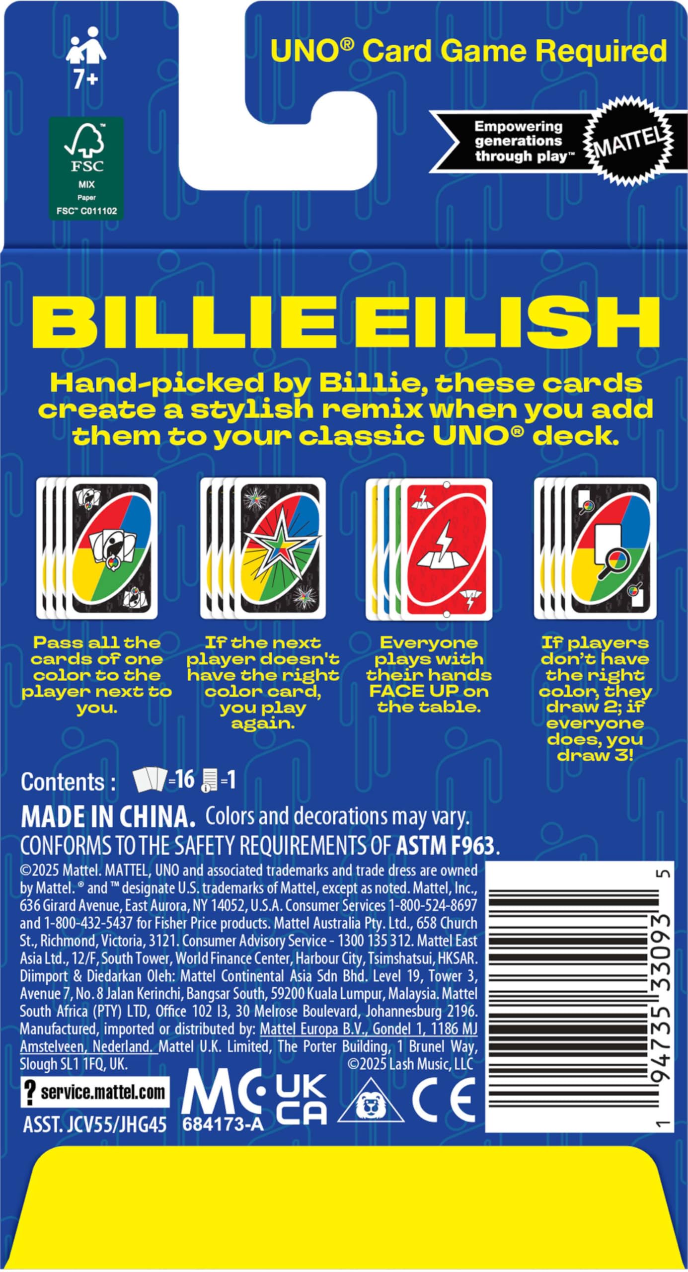UNO Add-On Pack Billie Eilish Card Game