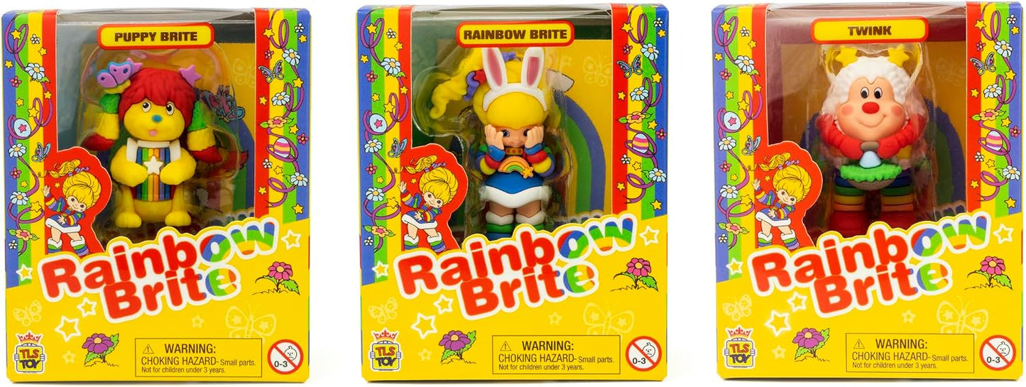 Rainbow Brite 3-Pack Spring Season 2.5-inch Rainbow Brite, Twink & Puppy Brite Cheebee Collectible Figure Set