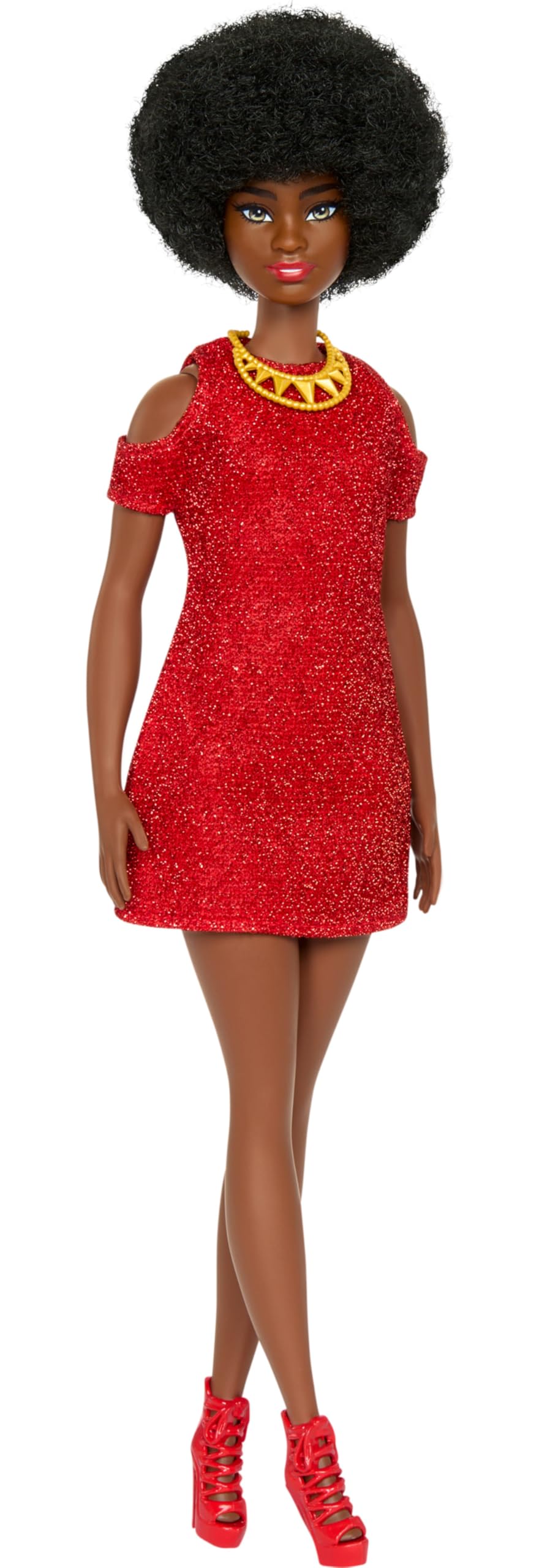 Barbie Fashionistas Doll with Natural Black Hair, Red Dress & Accessories - 65th Anniversary Collectible