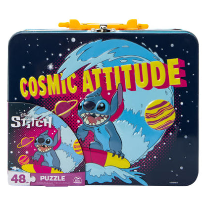 Disney Stitch Cosmic Attitude 48pc Puzzle in Tin Lunch Box