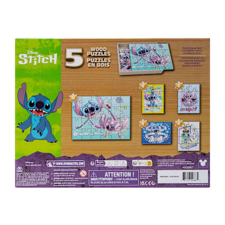 Spin Master Lilo & Stitch 5-Pack Jigsaw Puzzles in Wooden Storage Box