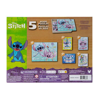 Spin Master Lilo & Stitch 5-Pack Jigsaw Puzzles in Wooden Storage Box