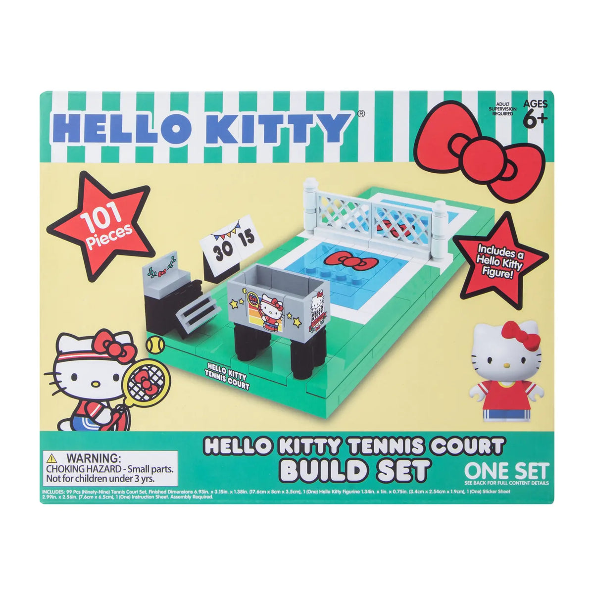 Sanrio Hello Kitty Tennis Court Build Set & Figure - 101 pieces