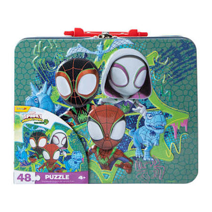 Spidey Amazing Friends Dino-Webs 48-Piece Jigsaw Puzzle in Tin Lunch Box