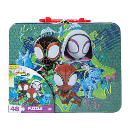Spidey Amazing Friends Dino-Webs 48-Piece Jigsaw Puzzle in Tin Lunch Box