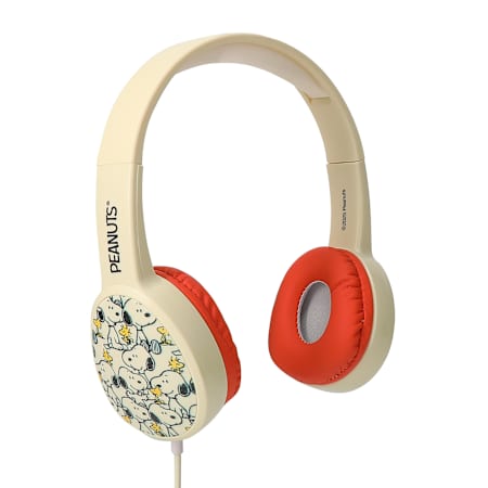 CultureFly Peanuts Wired Headphones 3.5mm Jack, Cream