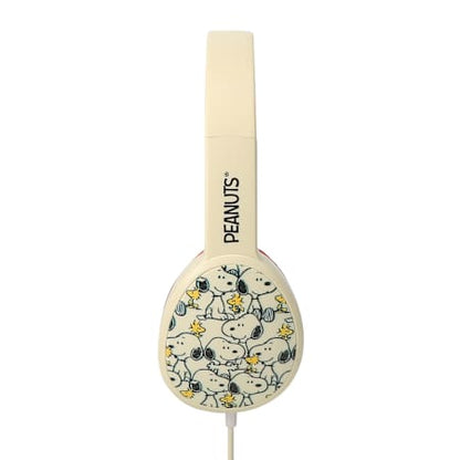 CultureFly Peanuts Wired Headphones 3.5mm Jack, Cream