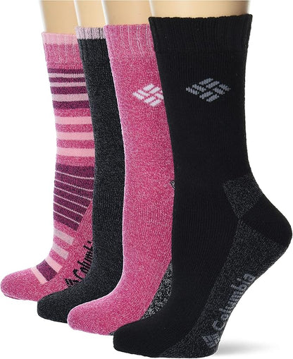 Columbia Womens Moisture Control Crew Socks, 4-pair Socks, Haute Pink-grey, O...