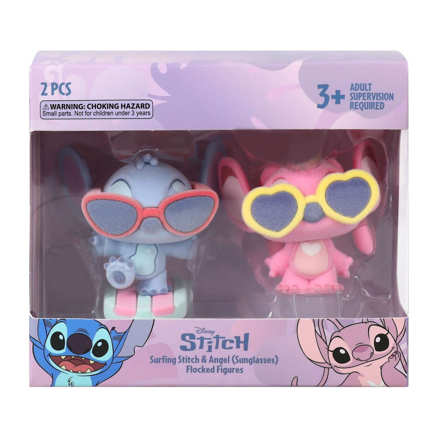 Disney Lilo & Stitch 2.0" Surfing Stitch and Angel Mini Figures (flocked)