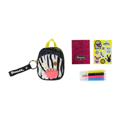Fuggler White/Black Mini Backpack [Notebook, Stickers, Keyring & Markers]