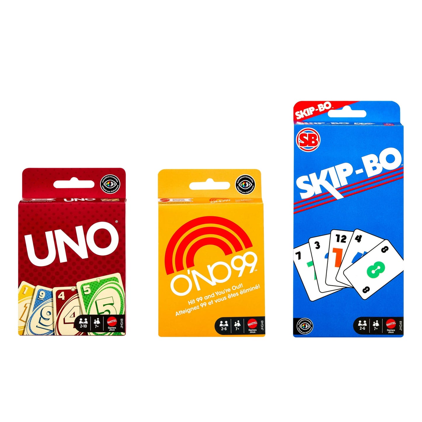 Vintage Card Games 3-Pack Set with Classic UNO, O'NO 99 and Skip-Bo