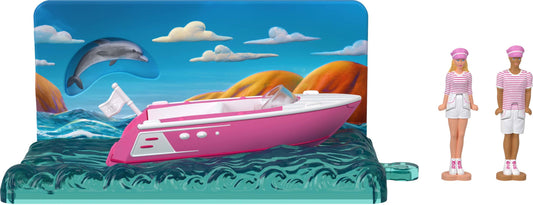BarbieLand Toy Vehicle Playset with 1.5-inch Dolls and Boat Inspired by Barbie The Movie