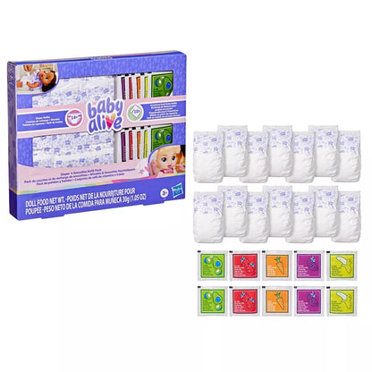 Baby Alive Diaper 'n Snack Refill Pack - 14 Diapers and 10 Doll Food  Packs