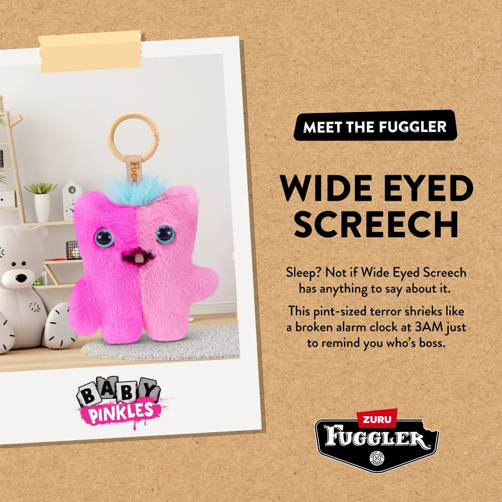 Fuggler Baby Pinkles Wide Eyed Screech - 3.5 in Plush Keyring