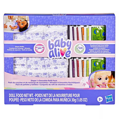 Baby Alive Diaper 'n Snack Refill Pack - 14 Diapers and 10 Doll Food  Packs