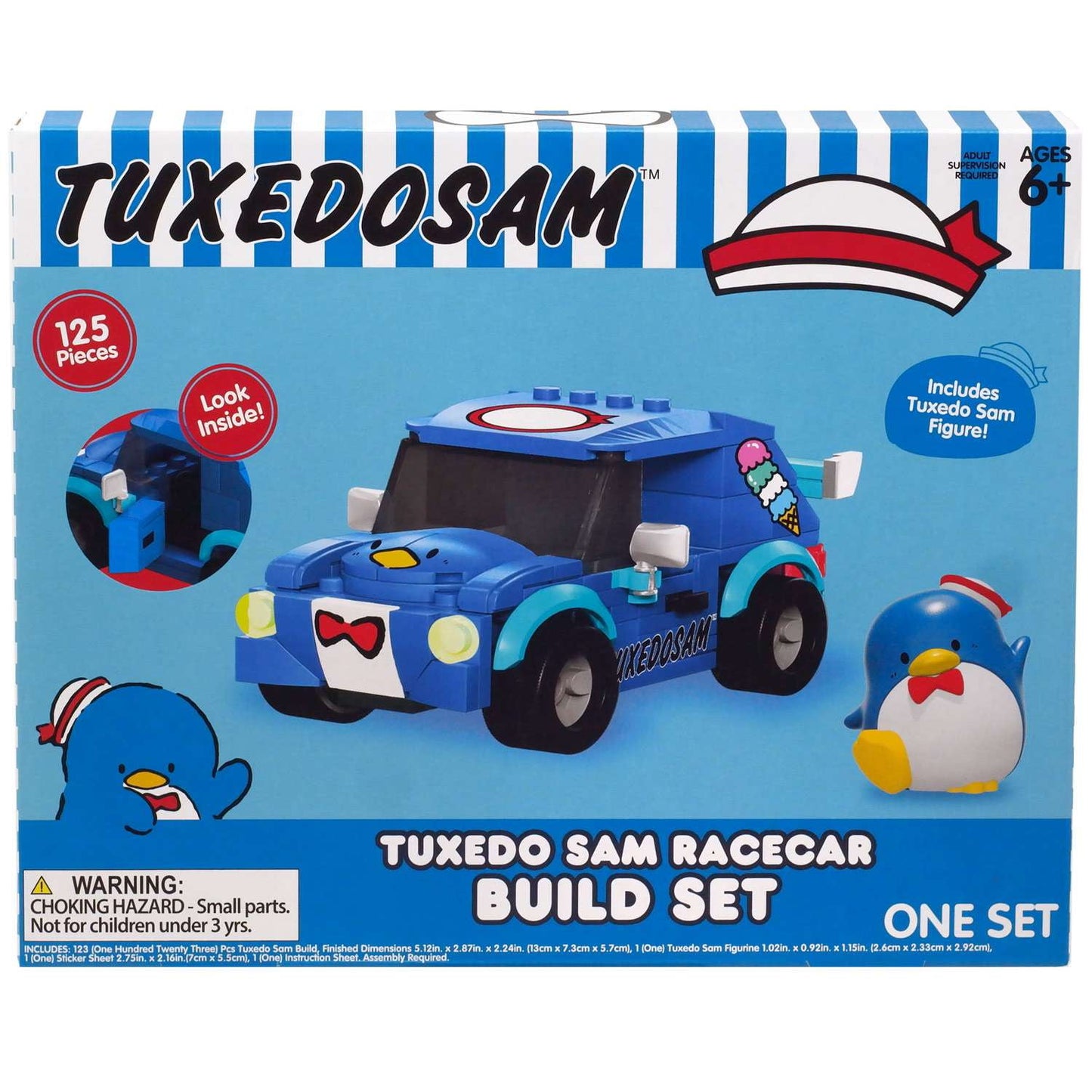 Sanrio Hello Kitty Tuxedo Sam Racecar Build Set & Figure - 125 pieces