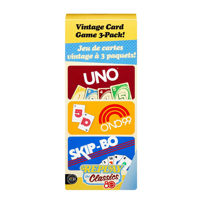 Vintage Card Games 3-Pack Set with Classic UNO, O'NO 99 and Skip-Bo