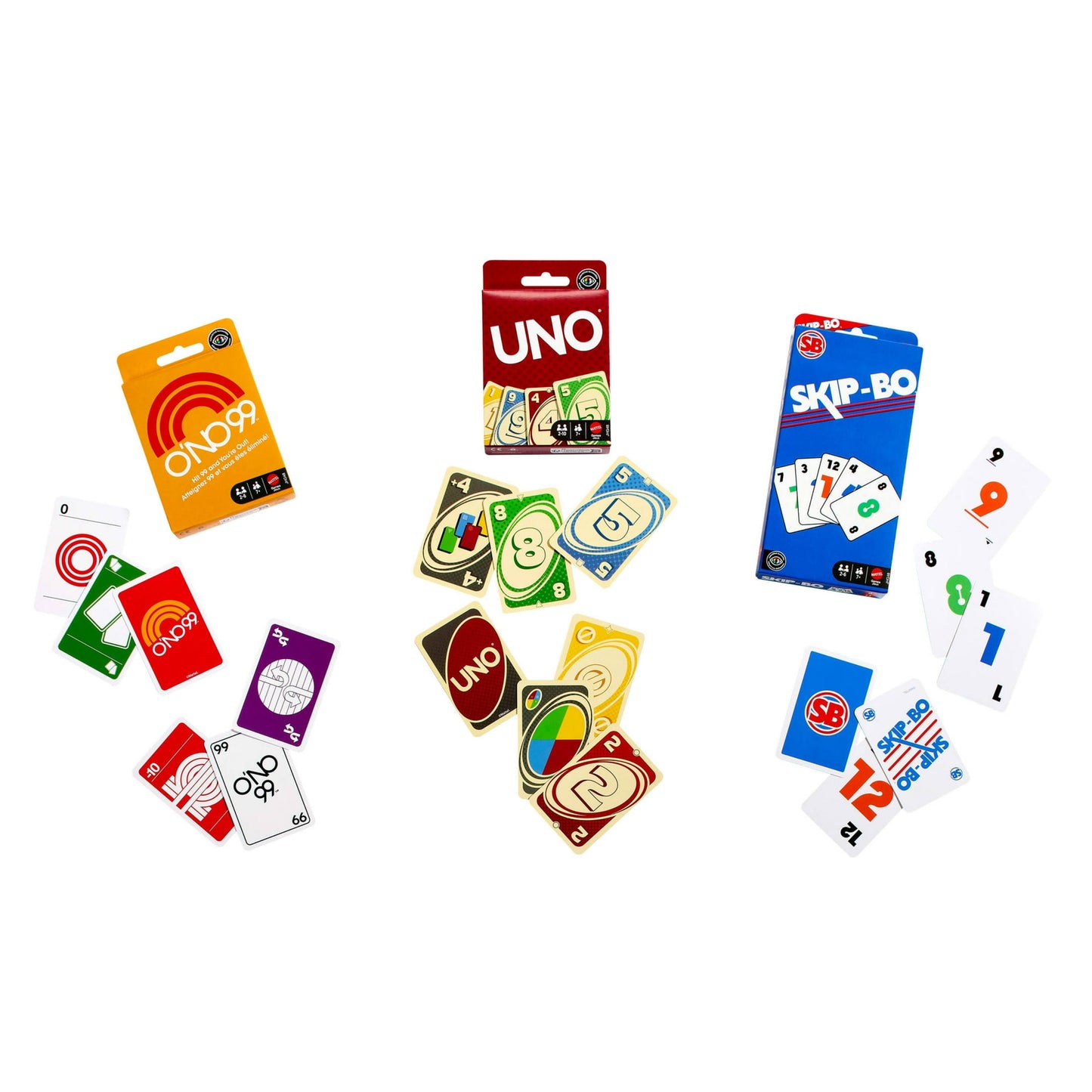 Vintage Card Games 3-Pack Set with Classic UNO, O'NO 99 and Skip-Bo