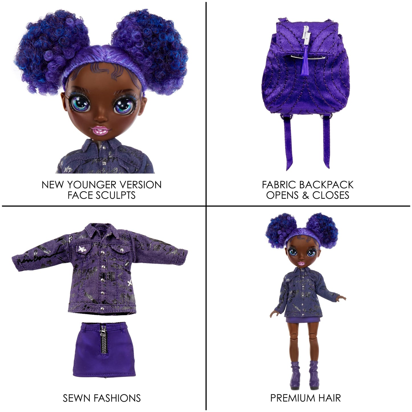 Rainbow High Jr High Series 2 Krystal Bailey- 9" Purple Posable Fashion Doll