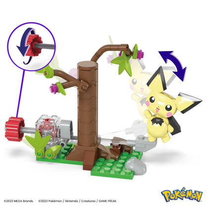 MEGA Pokémon Action Figure Building Toy Set, Pichu's Forest Forage - 84 Pieces