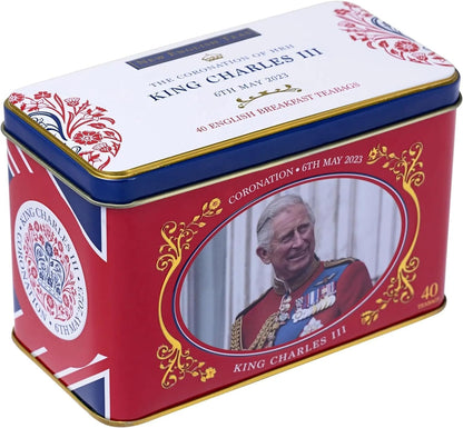 New English Teas, The Coronation of HRH King Charles III, 40 English Breakfast Teabags in Tin: