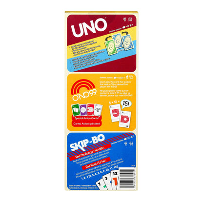 Vintage Card Games 3-Pack Set with Classic UNO, O'NO 99 and Skip-Bo