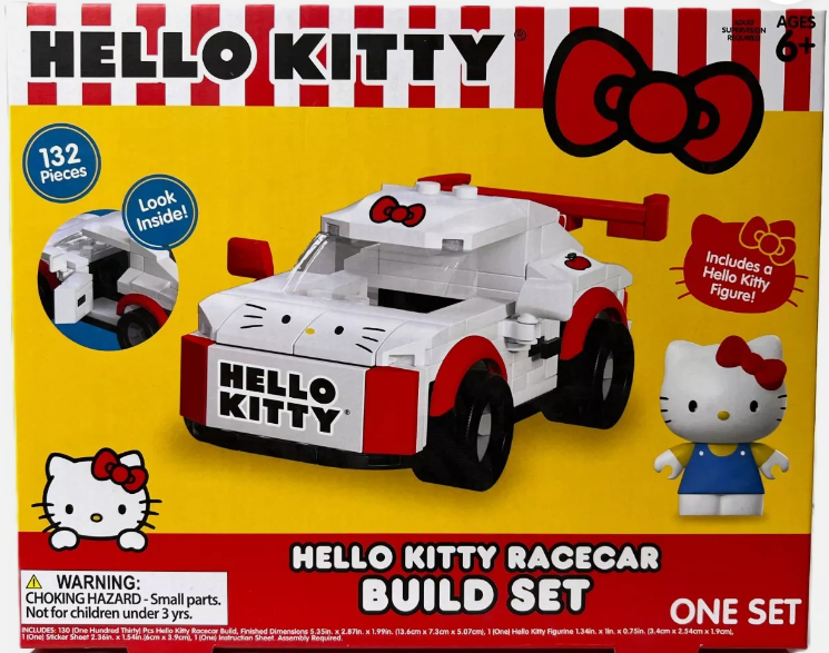 Sanrio Hello Kitty Racecar Build Set & Figure - 132 pieces