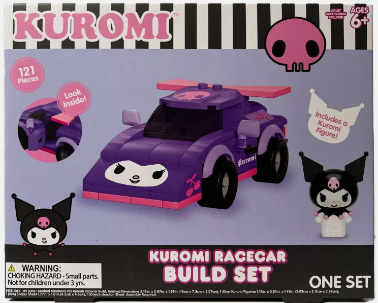 Hello Kitty Kuromi Racecar Build Set & Figure - 121 pieces