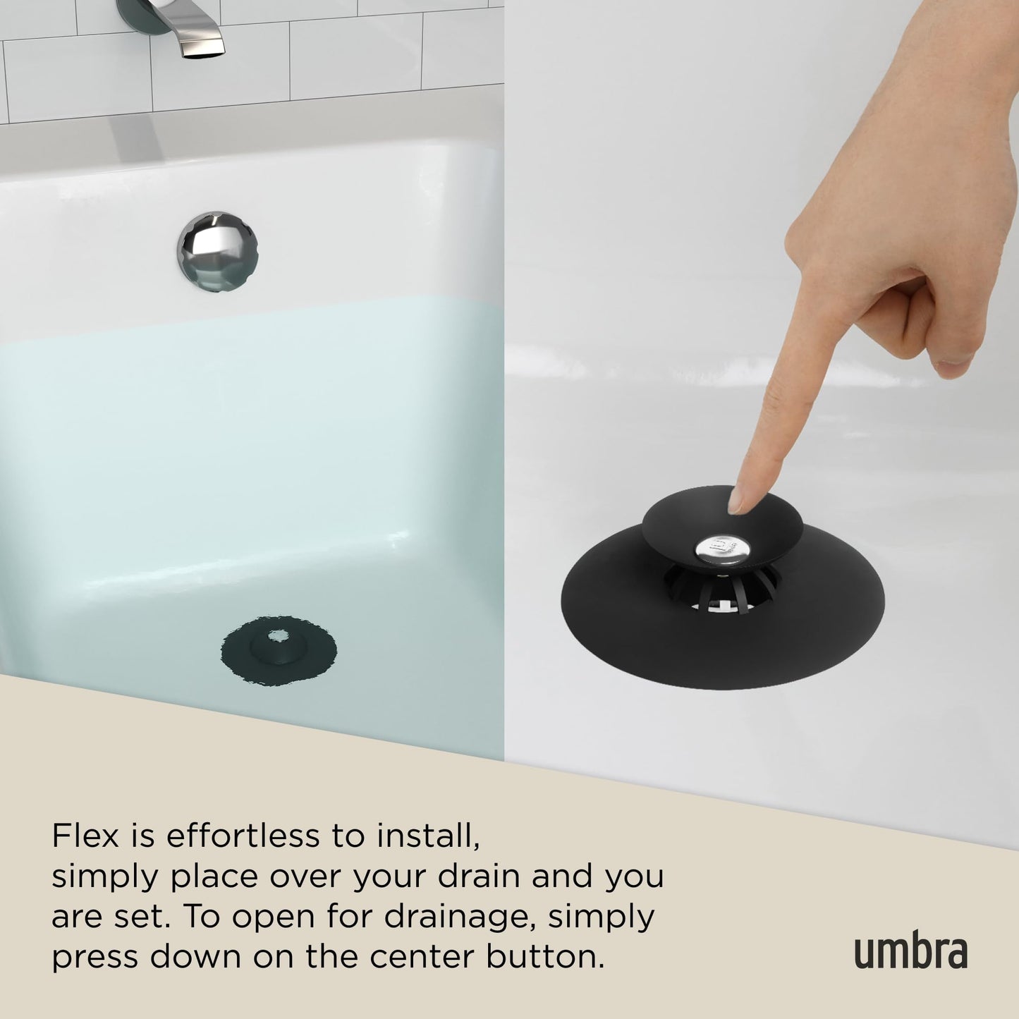 Umbra Flex Drain Stop Hair Catcher, Black