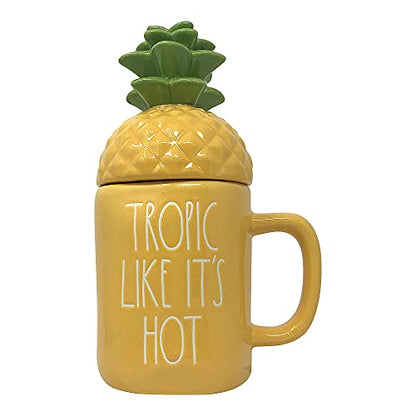 Rae Dunn Tropic Like Its Hot Coffee Mug with Decorative Ceramic Lid